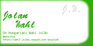 jolan wahl business card